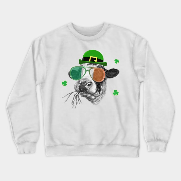 Holstein Friesian Dairy Cow St Patrick's Day Crewneck Sweatshirt by brodyquixote